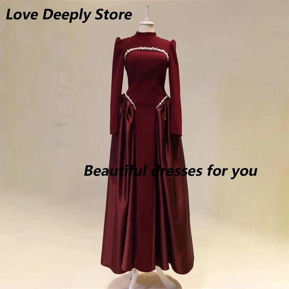 Wedding Party Dresses Customized High Neck Long Sleeve Pleated A Line Evening Gown Draped Beaded Pearls Floor Length Prom Dress
Wedding Party Dresses Customized High Neck Long Sleeve Pleated A Line Evening Gown Draped Beaded Pearls Floor Length Prom Dress
