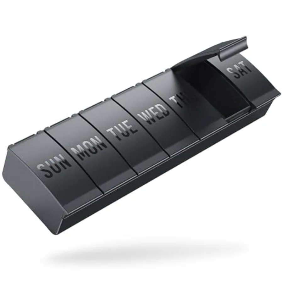 Pill Organizer Lar, Weekly Medicine Pill, 7 Day Pill Box Cae Travel for Big upplemen Fih, Black
Pill Organizer Lar, Weekly Medicine Pill, 7 Day Pill Box Cae Travel for Big upplemen Fih, Black