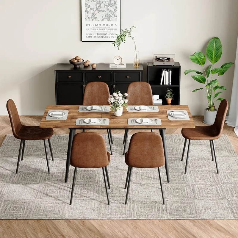 home.59"-75" Extendable Dining Table Set for 6,Wood Dining Room Table Set for 6,Mid Century Rectangular Kitchen Table with 6 Uph
home.59"-75" Extendable Dining Table Set for 6,Wood Dining Room Table Set for 6,Mid Century Rectangular Kitchen Table with 6 Uph