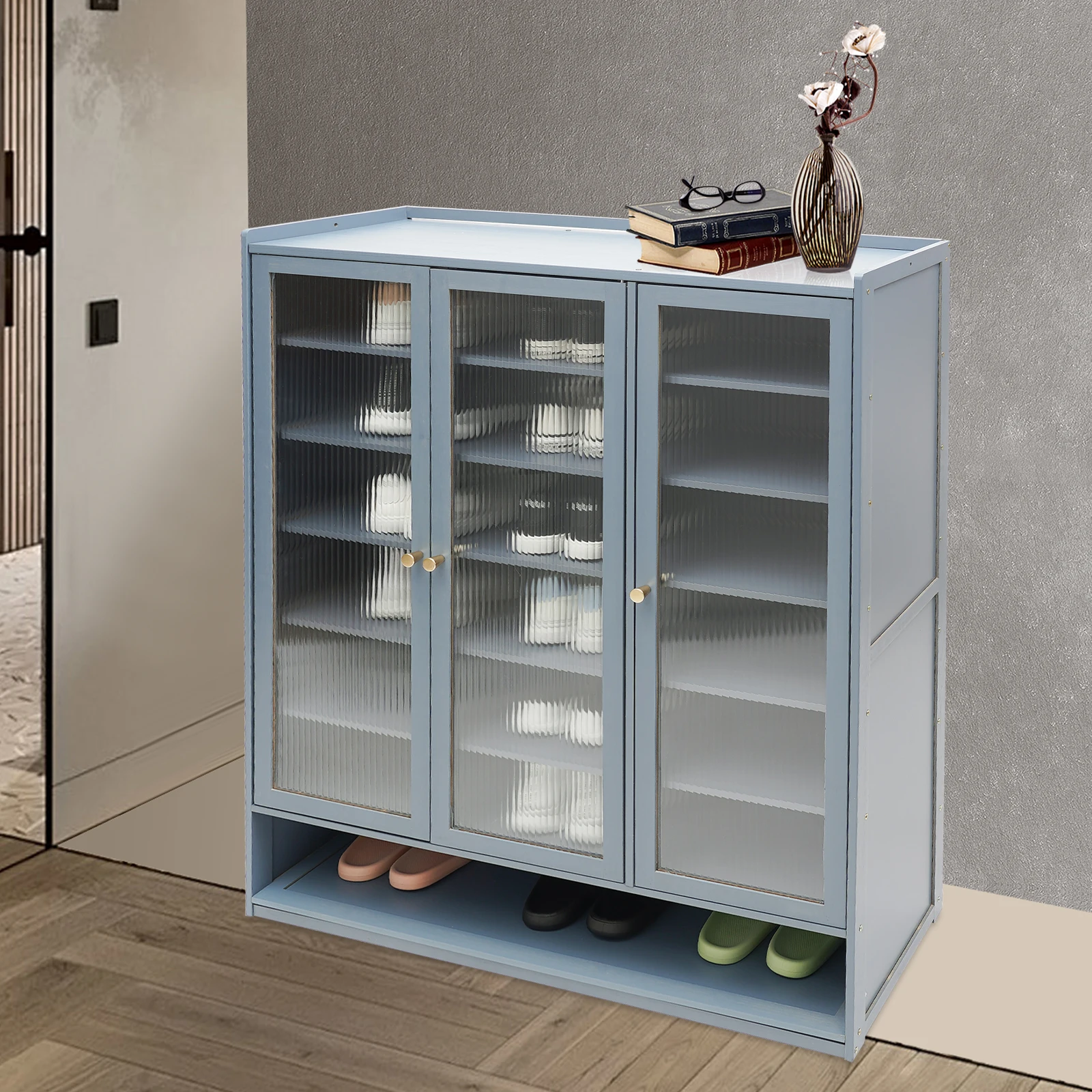 8-Tier Bamboo Shoe Cabinet, Haze Blue Freestanding Storage Organizer with Removable Tiers, Modern Shoe Storage Cabinet
8-Tier Bamboo Shoe Cabinet, Haze Blue Freestanding Storage Organizer with Removable Tiers, Modern Shoe Storage Cabinet