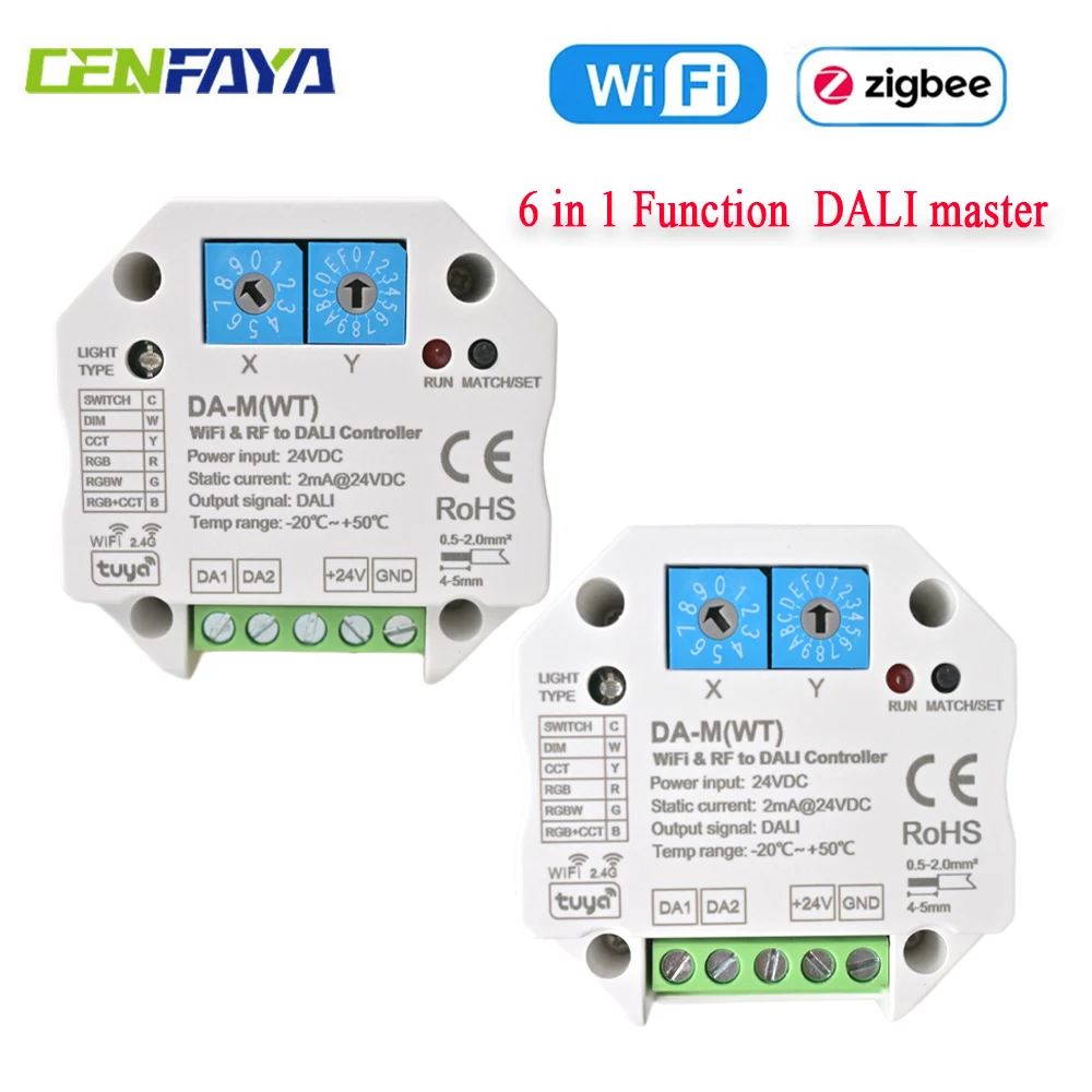 ZIGBEE WIFI RF DALI Master DT6 DT8 6 in 1 function DALI Master Tuya APP Smart Control 1 DALI Address For DIM CCT RGB RGBW LED
ZIGBEE WIFI RF DALI Master DT6 DT8 6 in 1 function DALI Master Tuya APP Smart Control 1 DALI Address For DIM CCT RGB RGBW LED