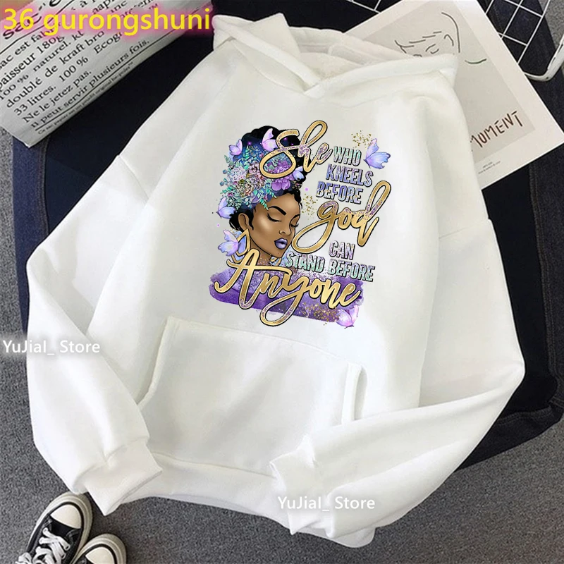 New She Who Kneels Before God Can Stand Before Anyone Print Cap Hoodies Women Black Girsl Melanin Sweatshirt Butterfly Tracksuit
New She Who Kneels Before God Can Stand Before Anyone Print Cap Hoodies Women Black Girsl Melanin Sweatshirt Butterfly Tracksuit