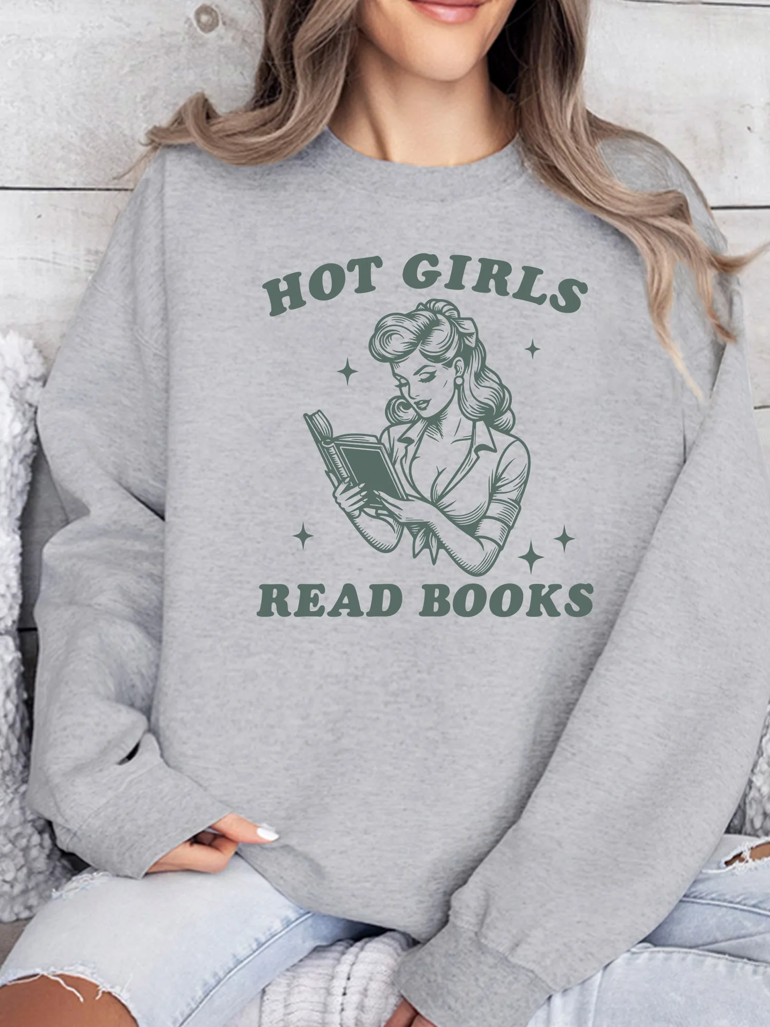 Hot Girls Read Books Women's Graphic Crewneck Sweatshirt Casual Long Sleeve Pullover Loose Fit Streetwear for Fall Winter
Hot Girls Read Books Women's Graphic Crewneck Sweatshirt Casual Long Sleeve Pullover Loose Fit Streetwear for Fall Winter