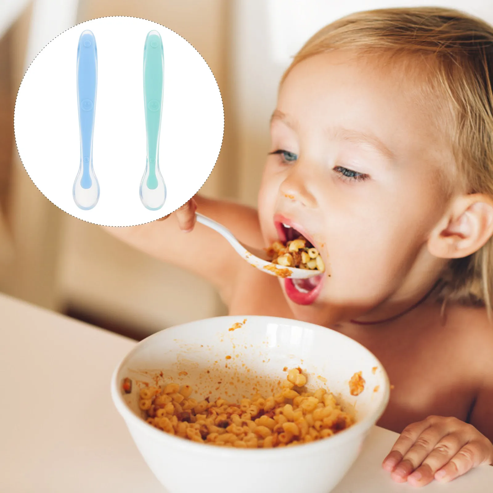 2Pcs Baby Feeding Spoons -Feeding Training Set Baby LED Weaning Utensils Silicone Spoon Toddler Food Spoon Set
2Pcs Baby Feeding Spoons -Feeding Training Set Baby LED Weaning Utensils Silicone Spoon Toddler Food Spoon Set