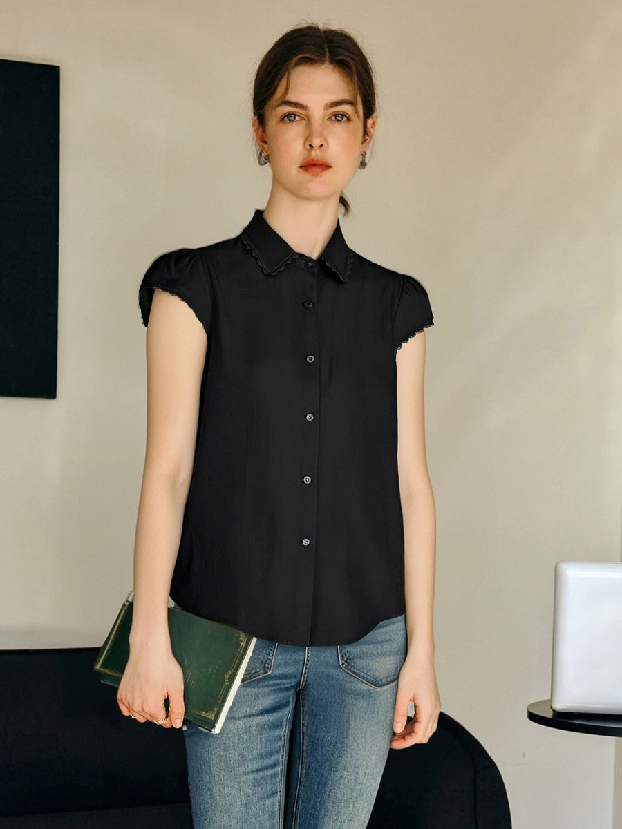 OLrain Women Elegant Blouses Black Short Sleeve Intellectual Shirt Summer 2025 New Feifei Sleeve Design Straight Tops O57XC98232
OLrain Women Elegant Blouses Black Short Sleeve Intellectual Shirt Summer 2025 New Feifei Sleeve Design Straight Tops O57XC98232