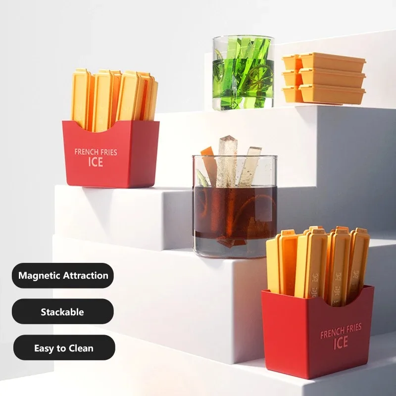 French Fries Shape Ice Mould 6pcs Safe PP Rectangle Yellow Ice Tray Red Magnetic Attraction Storage Box Homemade Ice Cube Bar
French Fries Shape Ice Mould 6pcs Safe PP Rectangle Yellow Ice Tray Red Magnetic Attraction Storage Box Homemade Ice Cube Bar