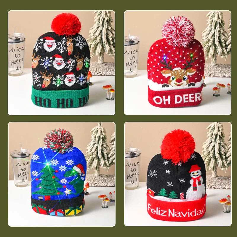 Autumn and Winter Fashion Christmas LED Light Knit Hat Lights Party Warm Adult Ball Hat Christmas Hat Light Up Xmas Beanie Cap
Autumn and Winter Fashion Christmas LED Light Knit Hat Lights Party Warm Adult Ball Hat Christmas Hat Light Up Xmas Beanie Cap