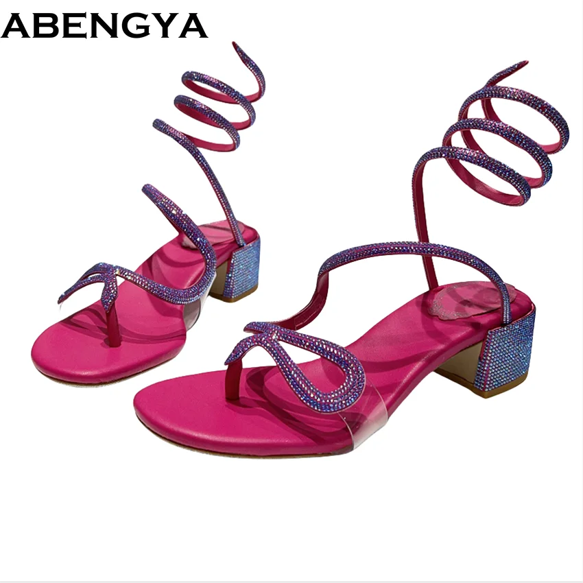 Hot Square Heels Crystal Sandals For Women Rhinestone Snake Ankle Strap Party Jelly Shoes Woman Stiletto Gladiator Sandals Woman
Hot Square Heels Crystal Sandals For Women Rhinestone Snake Ankle Strap Party Jelly Shoes Woman Stiletto Gladiator Sandals Woman