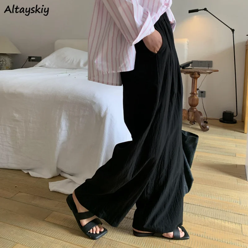 Wide Leg Pants Women Summer Breathable Pure Literary Full Length Gentle Office Lady All-match Trousers High Waist Leisure Daily
Wide Leg Pants Women Summer Breathable Pure Literary Full Length Gentle Office Lady All-match Trousers High Waist Leisure Daily