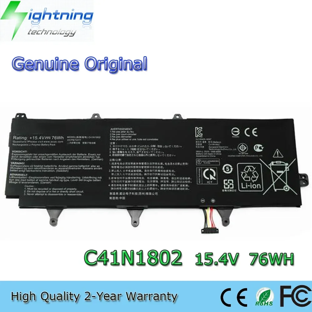 Brand New Original C41N1802 15.4V 76Wh Laptop Battery for Asus GX701 GX701GV GX701GX GX701GVR GX701GWR
Brand New Original C41N1802 15.4V 76Wh Laptop Battery for Asus GX701 GX701GV GX701GX GX701GVR GX701GWR