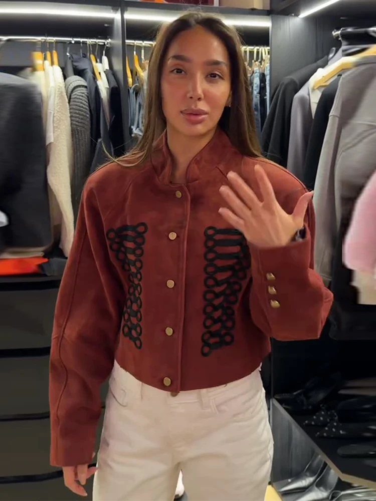 Solid Women Cropped Jacket Long Sleeve Single Breasted Stand Collar Female Coat Vintage Casual Streetwear 2026 Spring
Solid Women Cropped Jacket Long Sleeve Single Breasted Stand Collar Female Coat Vintage Casual Streetwear 2026 Spring