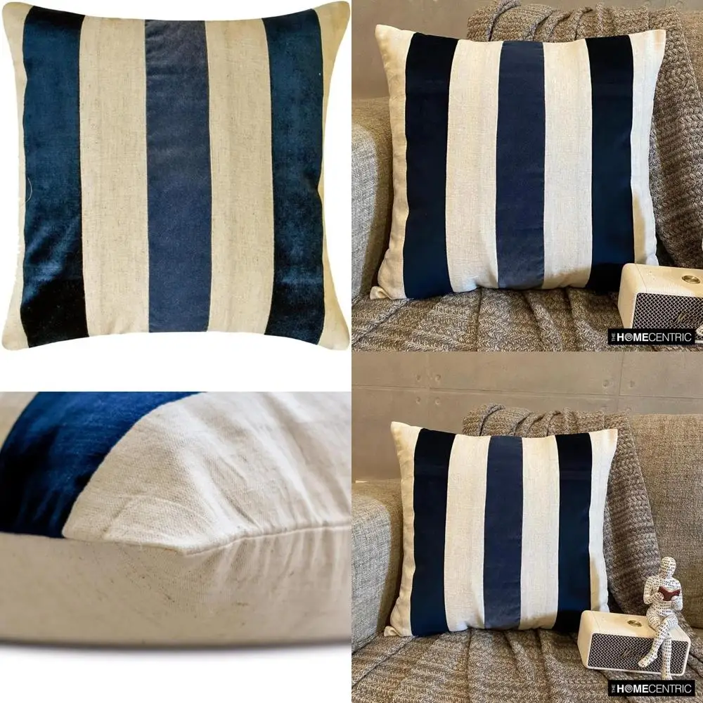Navy Velvet and Linen Patchwork Striped Throw Pillow Covers, Set of 2, 18x18 Inches, Decorative Pillow Cases for Sofa
Navy Velvet and Linen Patchwork Striped Throw Pillow Covers, Set of 2, 18x18 Inches, Decorative Pillow Cases for Sofa