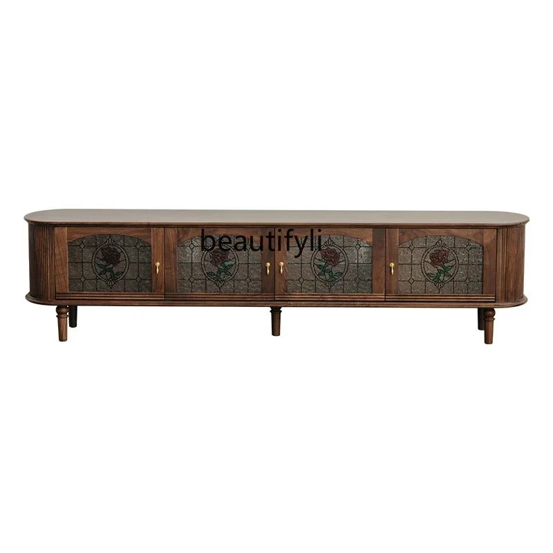 NEW Black walnut TV cabinet Nordic retro living room home stained glass TV cabinet
NEW Black walnut TV cabinet Nordic retro living room home stained glass TV cabinet