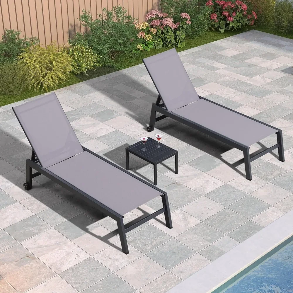 Patio Chaise Lounge Set 2 Pieces Textilene Pool Lounge Chairs with Wheels Sunbathing Chair for Outdoor Yard (2 Light Grey Loung
Patio Chaise Lounge Set 2 Pieces Textilene Pool Lounge Chairs with Wheels Sunbathing Chair for Outdoor Yard (2 Light Grey Loung