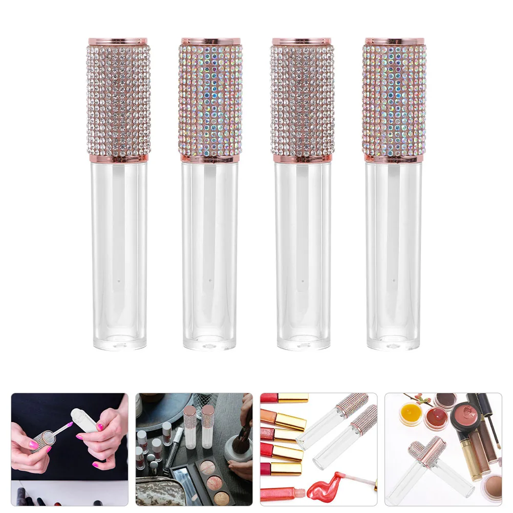 4pcs Refillable Gloss Tubes Rhinestone Decor Empty Lip Glaze Bottles For Diy Lightweight Durable Waterproof
4pcs Refillable Gloss Tubes Rhinestone Decor Empty Lip Glaze Bottles For Diy Lightweight Durable Waterproof