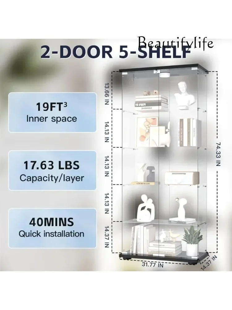 JB Glass Showcase With LED Lights, 5-level Curio Cabinet, 2-door Glass Showcase, Standing Bookcase
JB Glass Showcase With LED Lights, 5-level Curio Cabinet, 2-door Glass Showcase, Standing Bookcase
