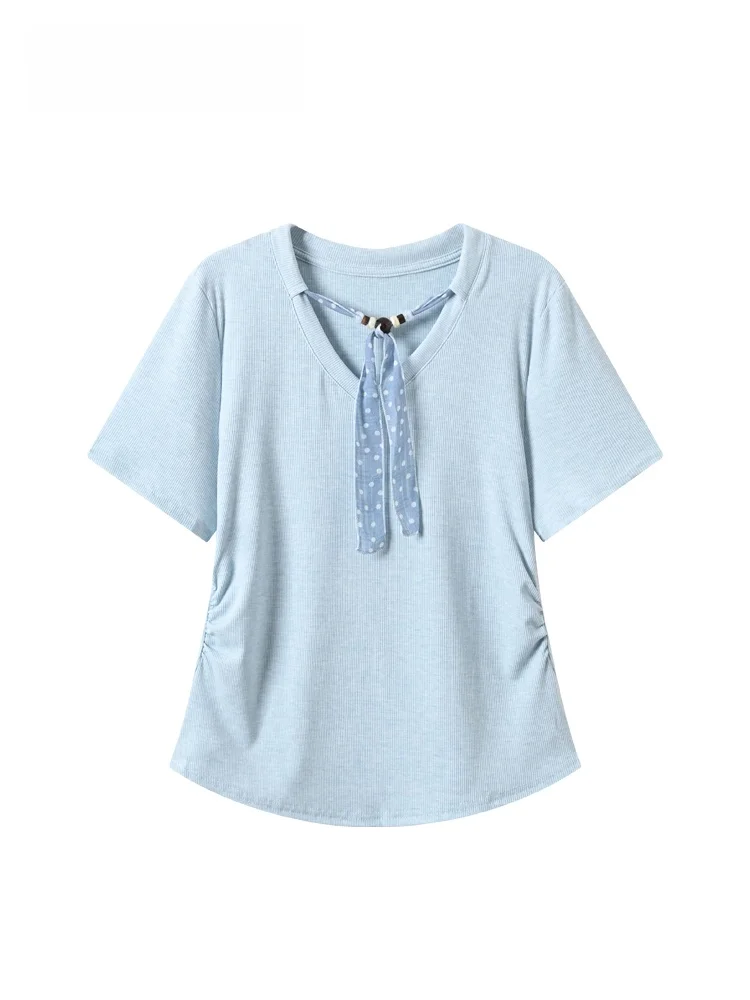 plus Size Women's Short Sleeve T-Shirt Korean Style V-Neck Polka Dot Summer Fashion Casual Versatile Loose Fit Top
plus Size Women's Short Sleeve T-Shirt Korean Style V-Neck Polka Dot Summer Fashion Casual Versatile Loose Fit Top