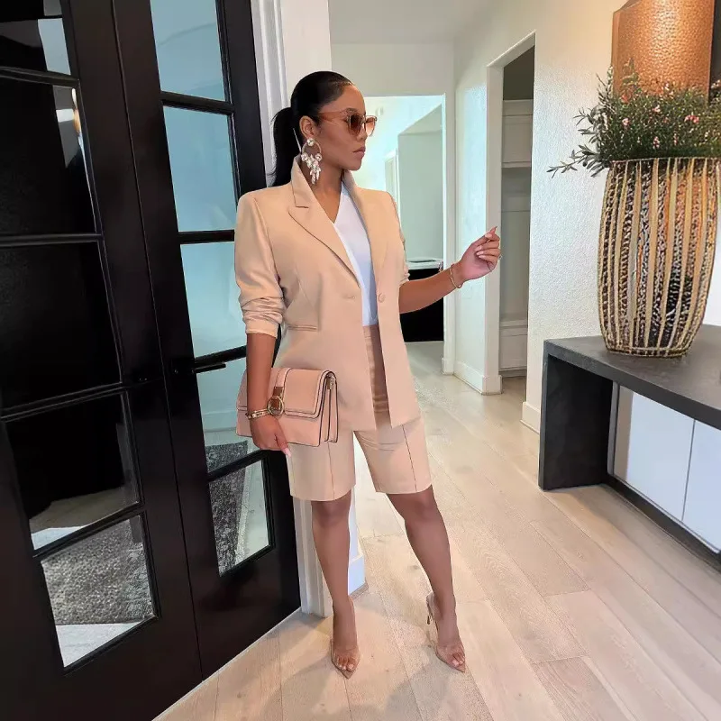 Women Two Piece Suit Sets Turn Down Collar Full Sleeve Blazers Single Button Knee Length Pants Slim Fit Ensemble Evening Spring
Women Two Piece Suit Sets Turn Down Collar Full Sleeve Blazers Single Button Knee Length Pants Slim Fit Ensemble Evening Spring