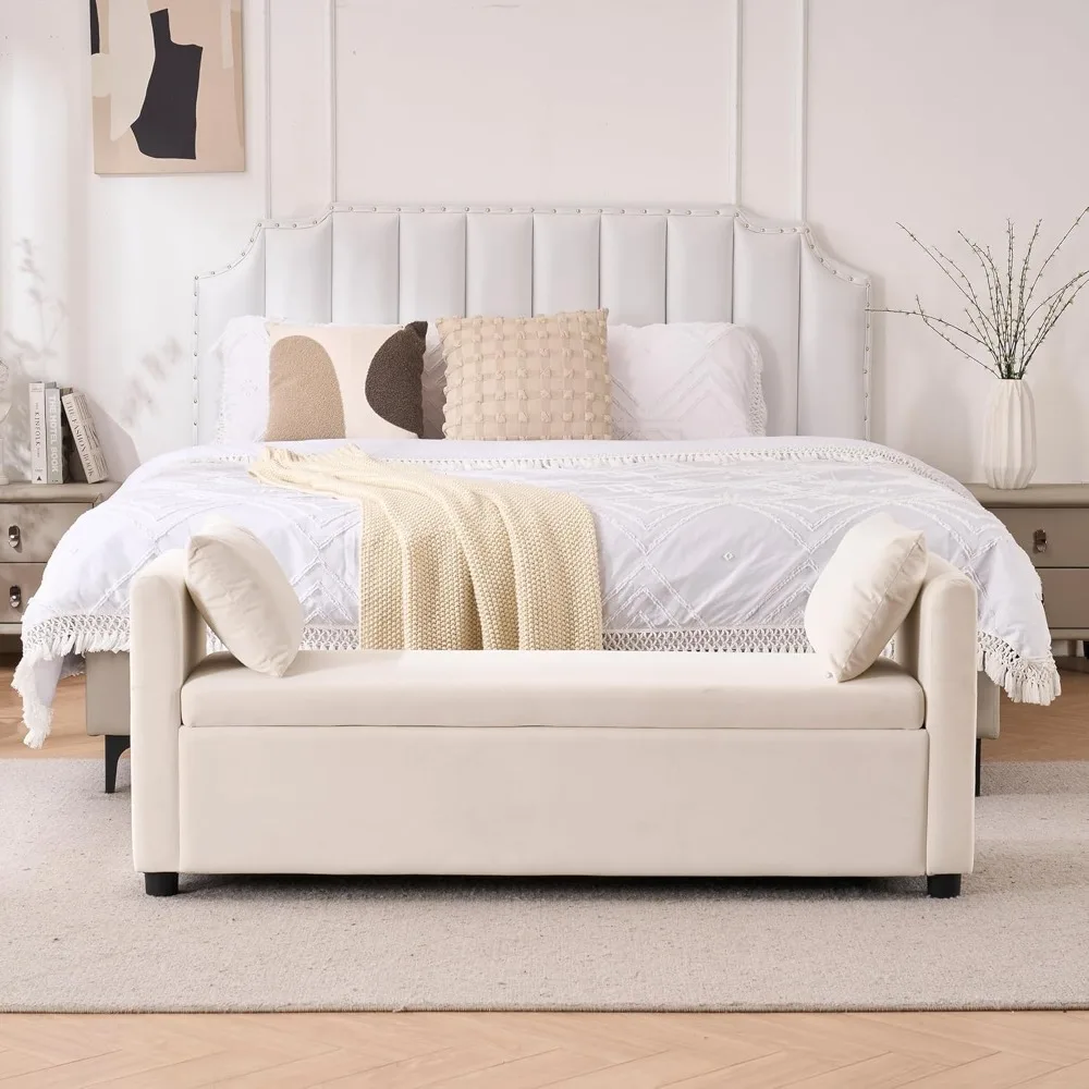 Storage Bench, 55" End of Bed Bench, Modern Upholstered Long Ottoman Bench with Arms, Customized
Storage Bench, 55" End of Bed Bench, Modern Upholstered Long Ottoman Bench with Arms, Customized