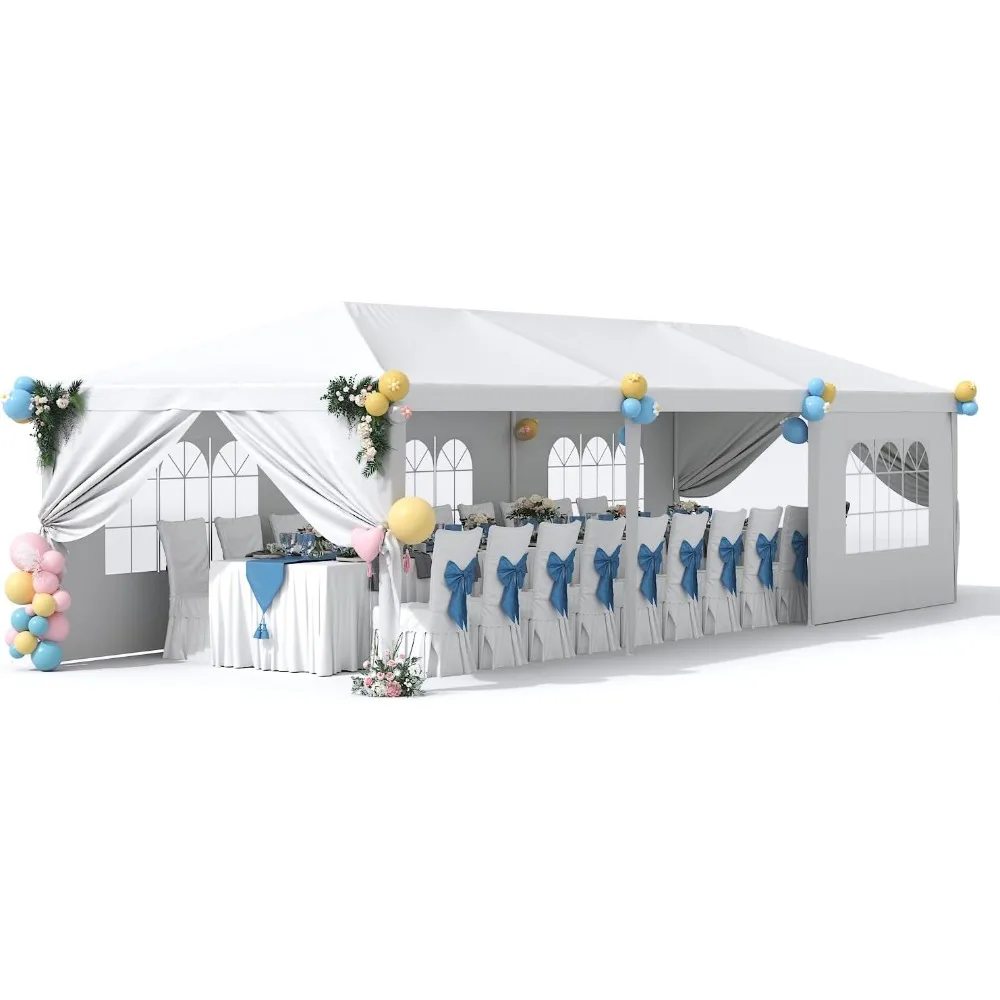 10x30 Outdoor Canopy Tent, Patio Gazebo, for Party Wedding BBQ Events with 8 Side Removable Walls, Waterproof Canopies, White
10x30 Outdoor Canopy Tent, Patio Gazebo, for Party Wedding BBQ Events with 8 Side Removable Walls, Waterproof Canopies, White
