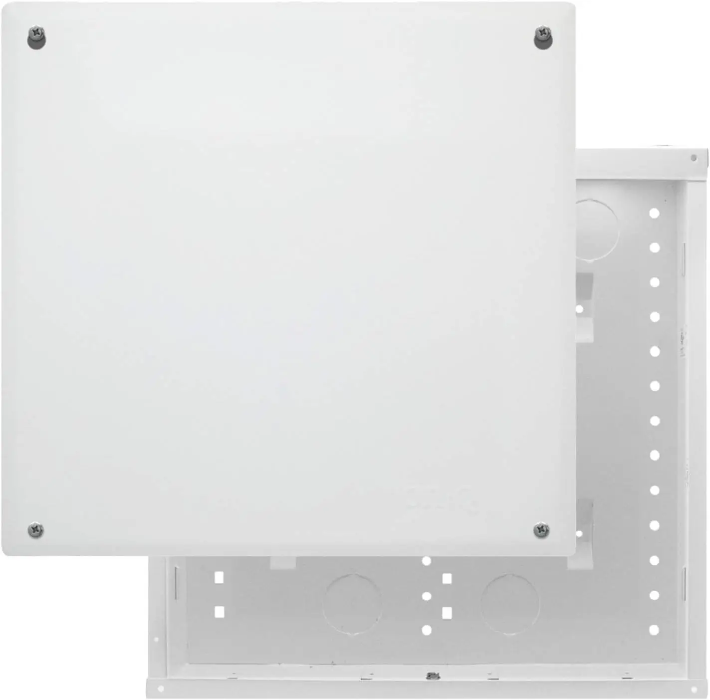 14 Inch Structured Wiring Enclosure, In-Wall Media Box with 2.5 Inch Openings, Glossy White
14 Inch Structured Wiring Enclosure, In-Wall Media Box with 2.5 Inch Openings, Glossy White