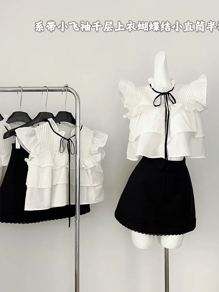2024 Summer Women Cute Core French Vintage Mori Girl Birthday Outfits 2 Piece Set Sleeveless Shirt + A-line Mini Skirts Elegant
2024 Summer Women Cute Core French Vintage Mori Girl Birthday Outfits 2 Piece Set Sleeveless Shirt + A-line Mini Skirts Elegant
