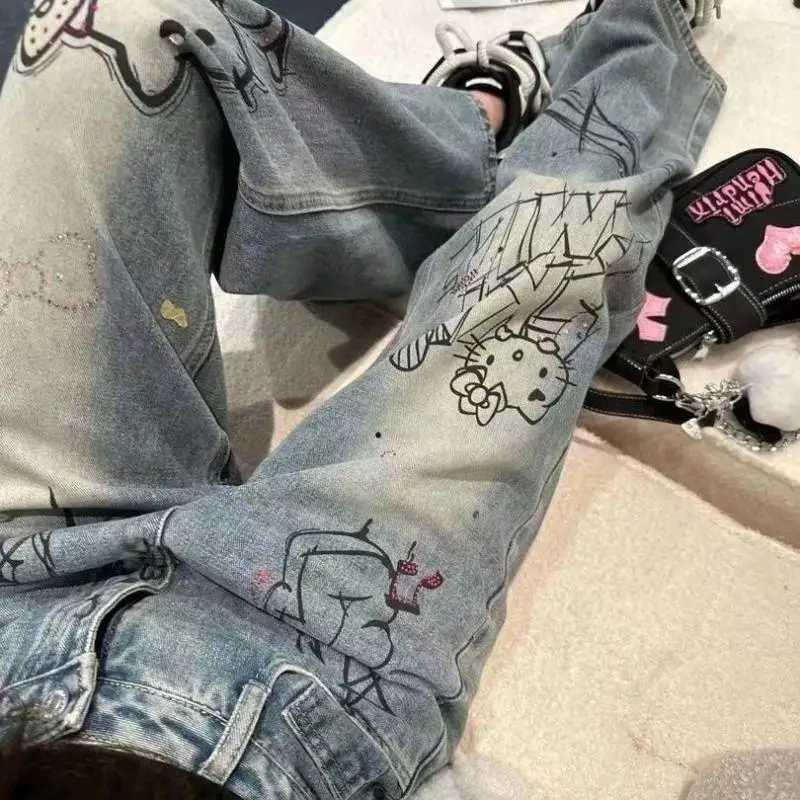 Sanrio Hello Kitty Kawaii Straight Jeans Anime Cartoon High Waist Slimming Soft Comfortable Cute Girls Wide-Leg Floor Trousers
Sanrio Hello Kitty Kawaii Straight Jeans Anime Cartoon High Waist Slimming Soft Comfortable Cute Girls Wide-Leg Floor Trousers
