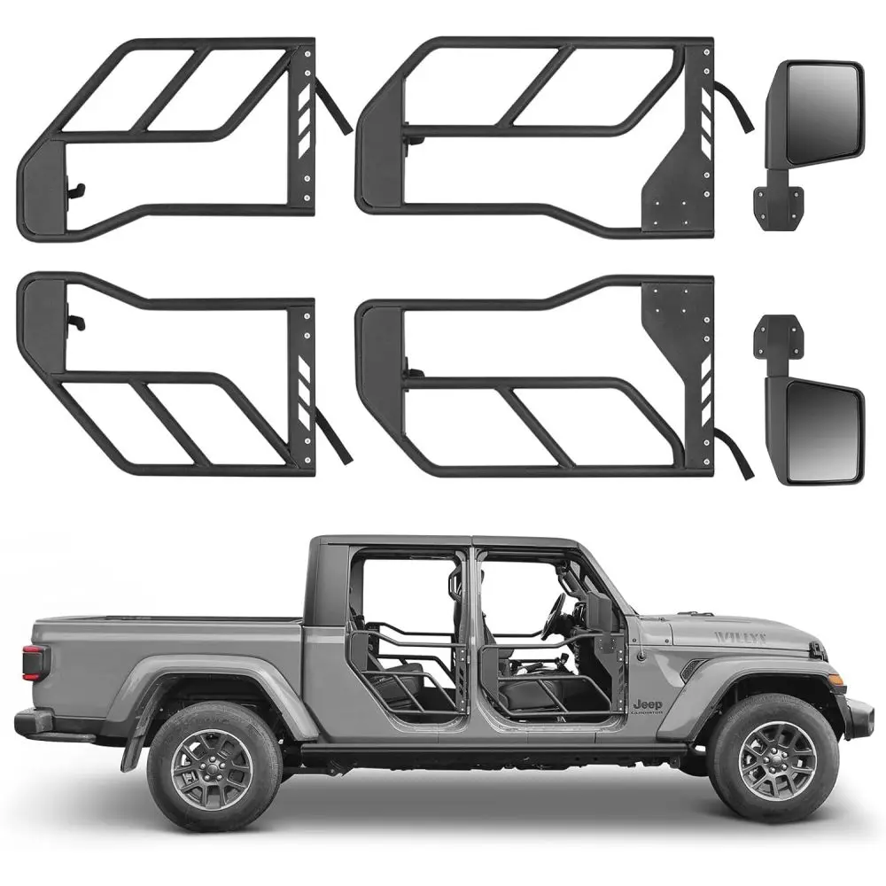 Tube Doors with Mirror for 2018-2024 Jeep JL/JLU & Gladiator JT 4-Doors (4XE) 4-Piece Off Road
Tube Doors with Mirror for 2018-2024 Jeep JL/JLU & Gladiator JT 4-Doors (4XE) 4-Piece Off Road