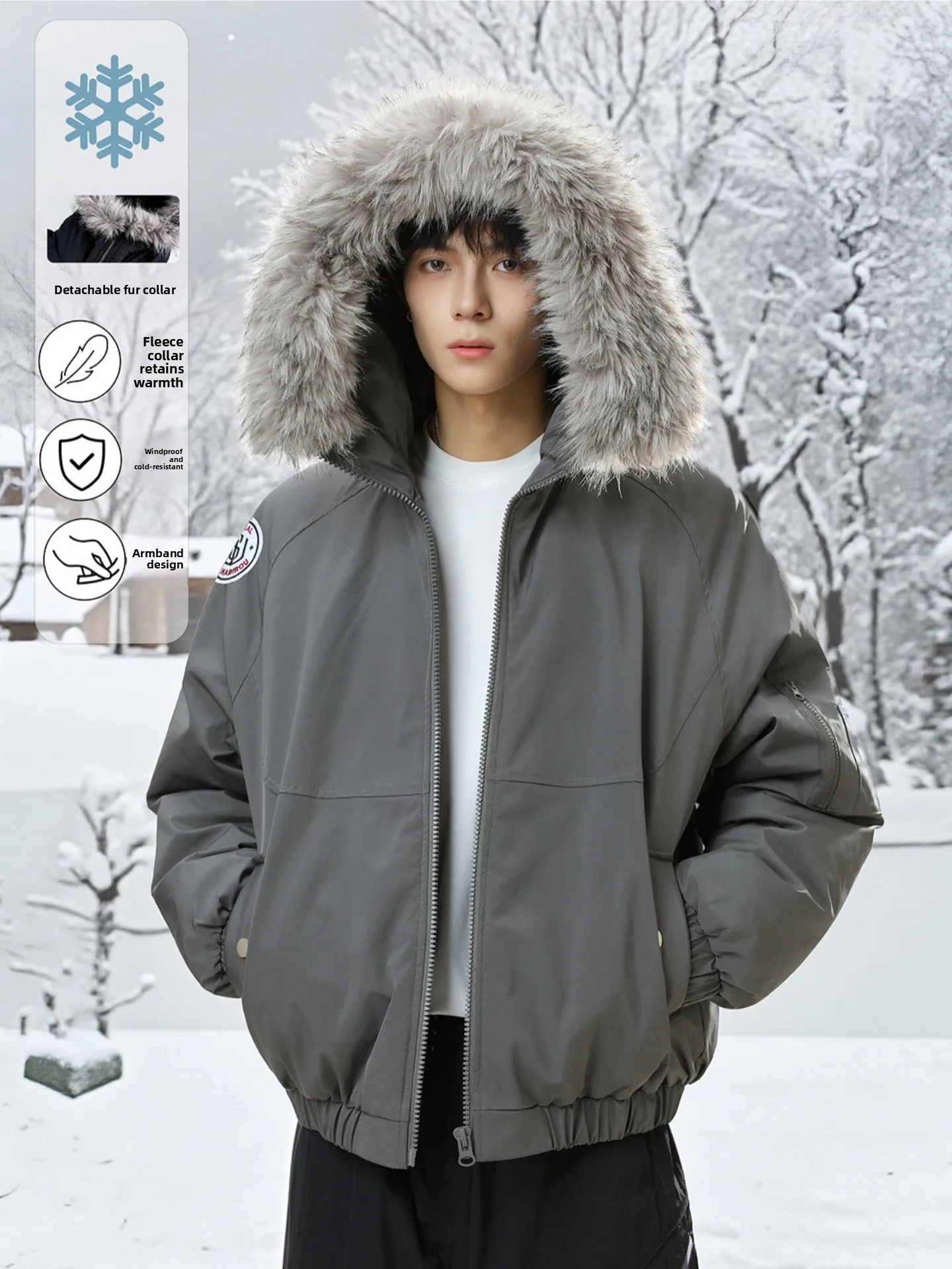 Мужская зимняя утепленная парка с отстегивающимся меховым воротником и капюшоном, водонепроницаемая, свободного кроя, для работы и повседневной носки
Мужская зимняя утепленная парка с отстегивающимся меховым воротником и капюшоном, водонепроницаемая, свободного кроя, для работы и повседневной носки