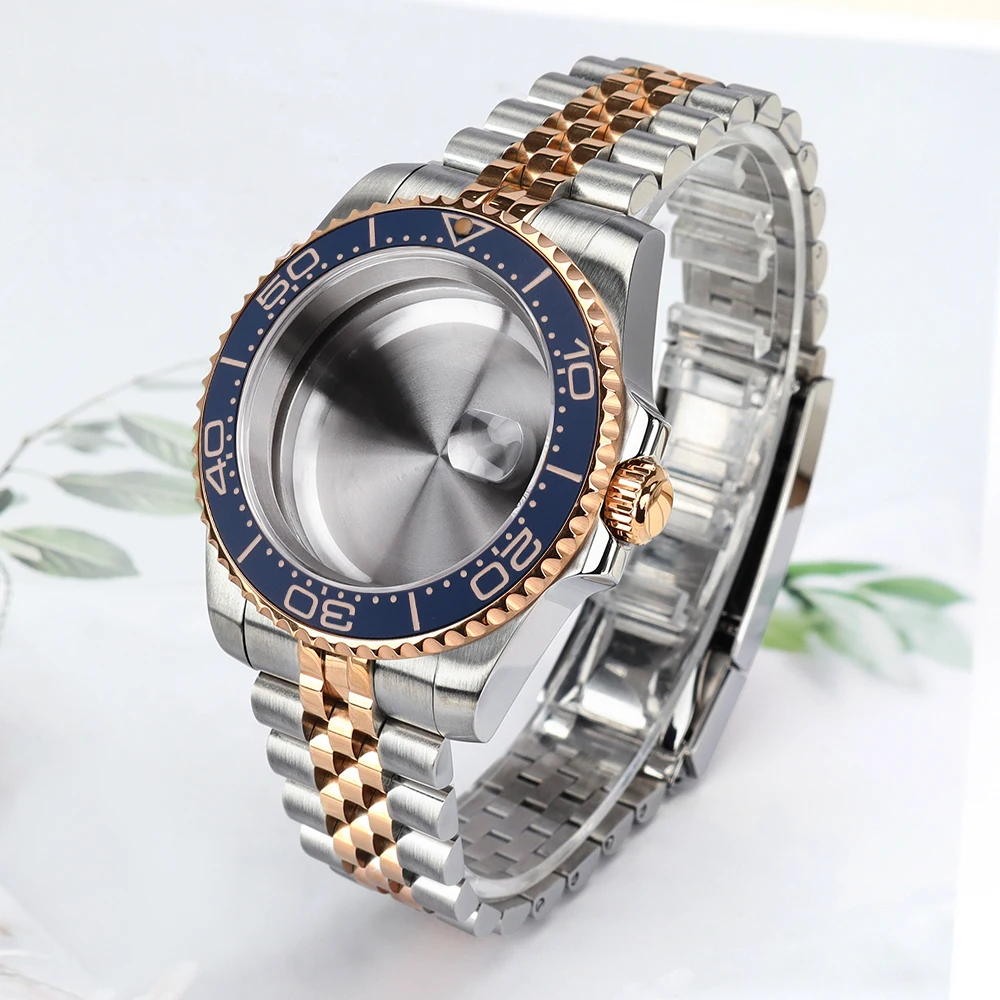 40mm Silvery Rose Gold Watch Case Steel Bracelet Ceramic Bezel For SUB Yacht NH35 NH36 NH34/38 Miyota8215 ETA2824 Sapphire Glass
40mm Silvery Rose Gold Watch Case Steel Bracelet Ceramic Bezel For SUB Yacht NH35 NH36 NH34/38 Miyota8215 ETA2824 Sapphire Glass