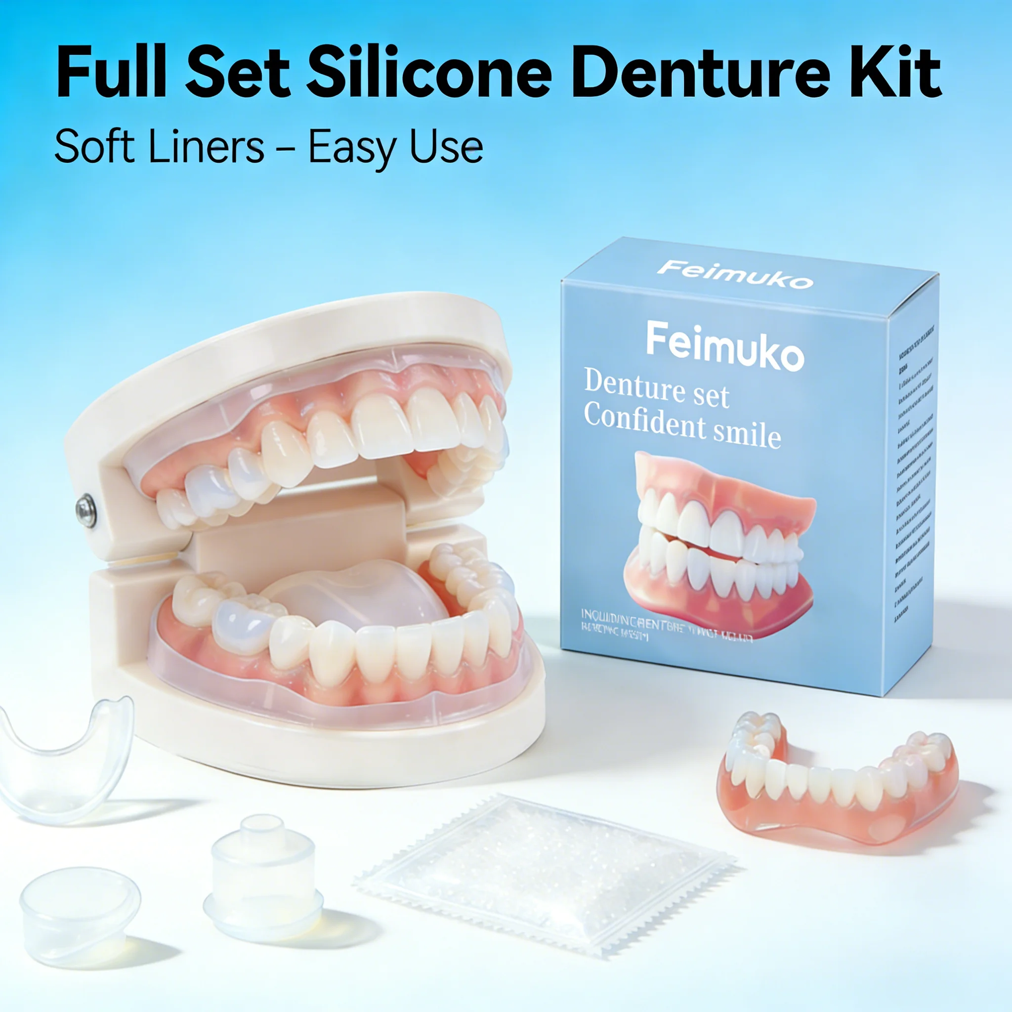 Premium Silicone Temporary Dentures Full Set Safe Perfect Fit Fake Teeth for Missing Broken Teeth,Oral Health Confidence Boost
Premium Silicone Temporary Dentures Full Set Safe Perfect Fit Fake Teeth for Missing Broken Teeth,Oral Health Confidence Boost