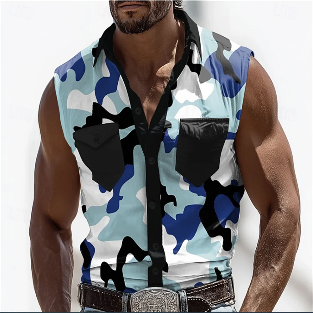 Мужская летняя рубашка без рукавов с 3D-принтом и художественными геометрическими узорами, повседневная рубашка с лацканами, мужской топ
Мужская летняя рубашка без рукавов с 3D-принтом и художественными геометрическими узорами, повседневная рубашка с лацканами, мужской топ