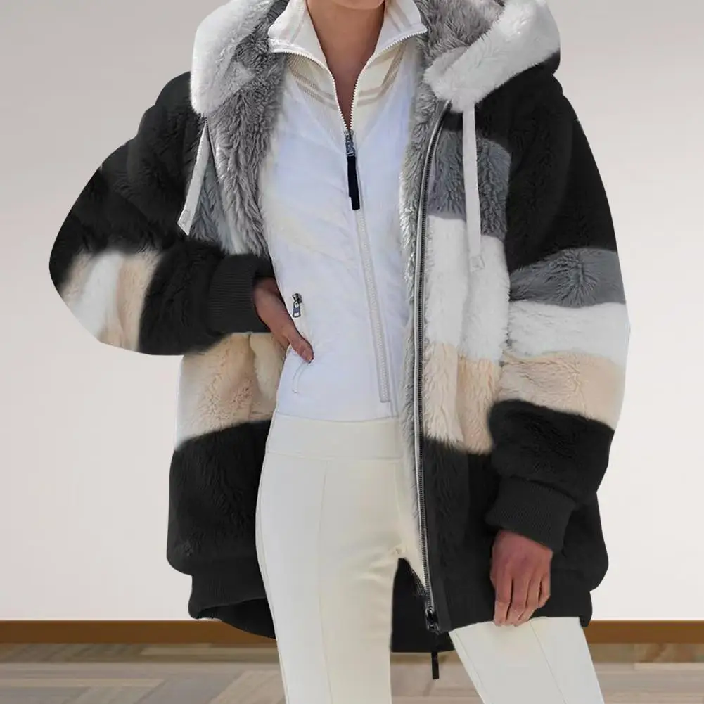 Autumn/Winter Women's Cardigan Coat Thick Plush Hooded Collar Drawstring Loose Patchwork Long Sleeve Cardigan Jacket
Autumn/Winter Women's Cardigan Coat Thick Plush Hooded Collar Drawstring Loose Patchwork Long Sleeve Cardigan Jacket