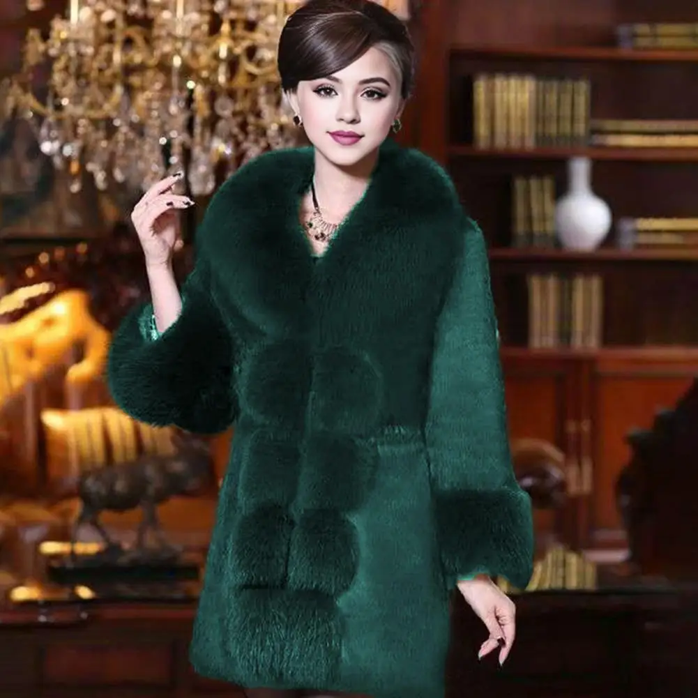Winter Coat Elegant Mid-aged Women's Fuzzy Faux Fur Overcoat with V Neck Elastic Waist Celebrity Prom Banquet for Winter
Winter Coat Elegant Mid-aged Women's Fuzzy Faux Fur Overcoat with V Neck Elastic Waist Celebrity Prom Banquet for Winter
