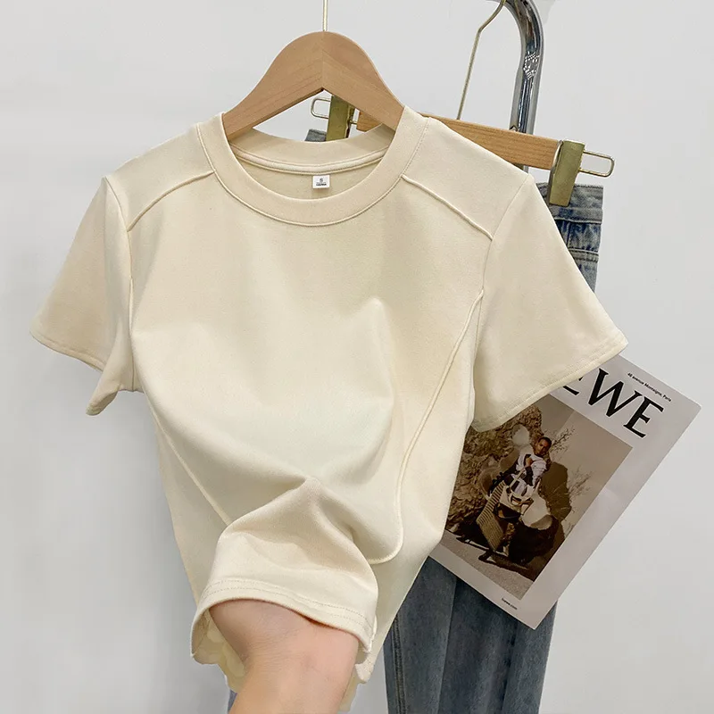 Solid Color Round Neck Short-sleeved Slim-fit T-shirt Women's 2025 Summer New Short Shoulder Shirt Women's Versatile Casual Top
Solid Color Round Neck Short-sleeved Slim-fit T-shirt Women's 2025 Summer New Short Shoulder Shirt Women's Versatile Casual Top