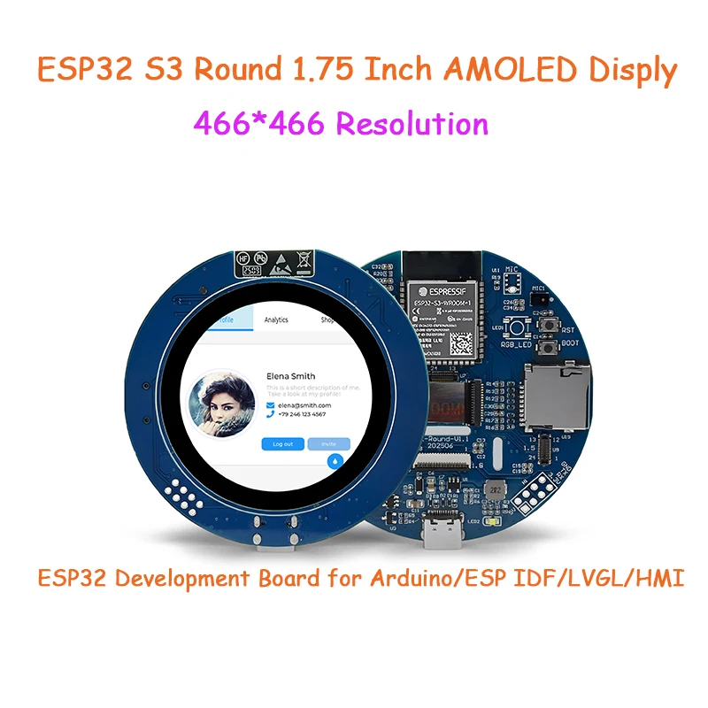 ESP32-S3 1.75inch IPS 466x466 Round Touch ESP32 Display Development Board 32-Bit LX7 Dual-Core Processor for Ar-duino/ESP-IDF
ESP32-S3 1.75inch IPS 466x466 Round Touch ESP32 Display Development Board 32-Bit LX7 Dual-Core Processor for Ar-duino/ESP-IDF