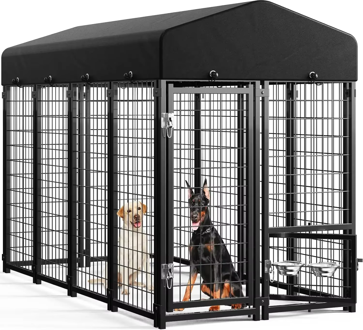 Outdoor Dog Kennel Outside Run with Doggy Door, Swivel Feeder&Roof - 8x4x6FT Large Dog Kennels Pens Outside for Large Dogs Breed
Outdoor Dog Kennel Outside Run with Doggy Door, Swivel Feeder&Roof - 8x4x6FT Large Dog Kennels Pens Outside for Large Dogs Breed