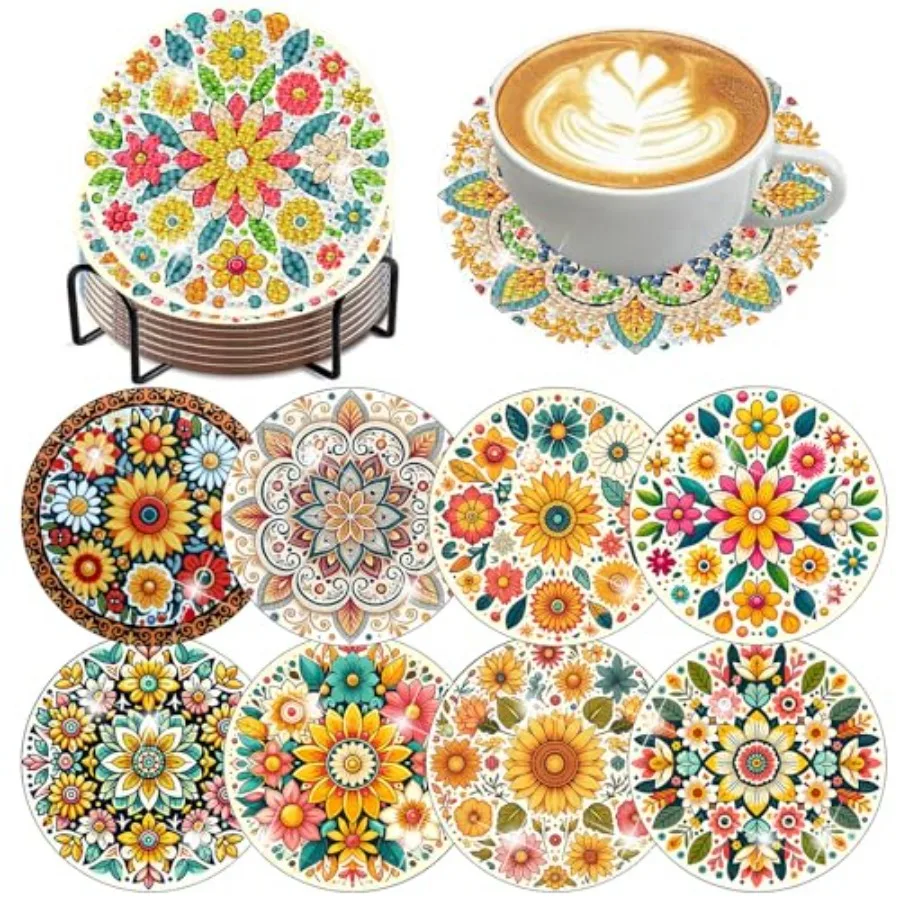 8 Pcs Diamond Art with Holder, Diamond Painting Flower Coasters Kit for Adults, Crafts Kits for DIY Coasters for Gift Life 4X4
8 Pcs Diamond Art with Holder, Diamond Painting Flower Coasters Kit for Adults, Crafts Kits for DIY Coasters for Gift Life 4X4