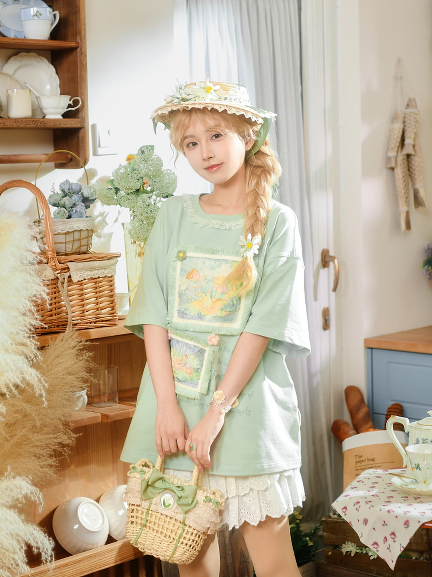 Healing Fairy Tale Forest Original Illustration Short Sleeve T-Shirt round Neck Mint Wave Summer Top for Best Friends Women's...
Healing Fairy Tale Forest Original Illustration Short Sleeve T-Shirt round Neck Mint Wave Summer Top for Best Friends Women's...