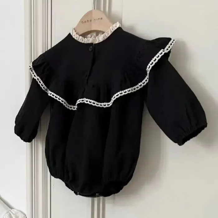 Korean Solid Color Blocking Spring and Autumn Baby Jumpsuit with Lace and Ruffled Collar Ladies Style baby romper
Korean Solid Color Blocking Spring and Autumn Baby Jumpsuit with Lace and Ruffled Collar Ladies Style baby romper
