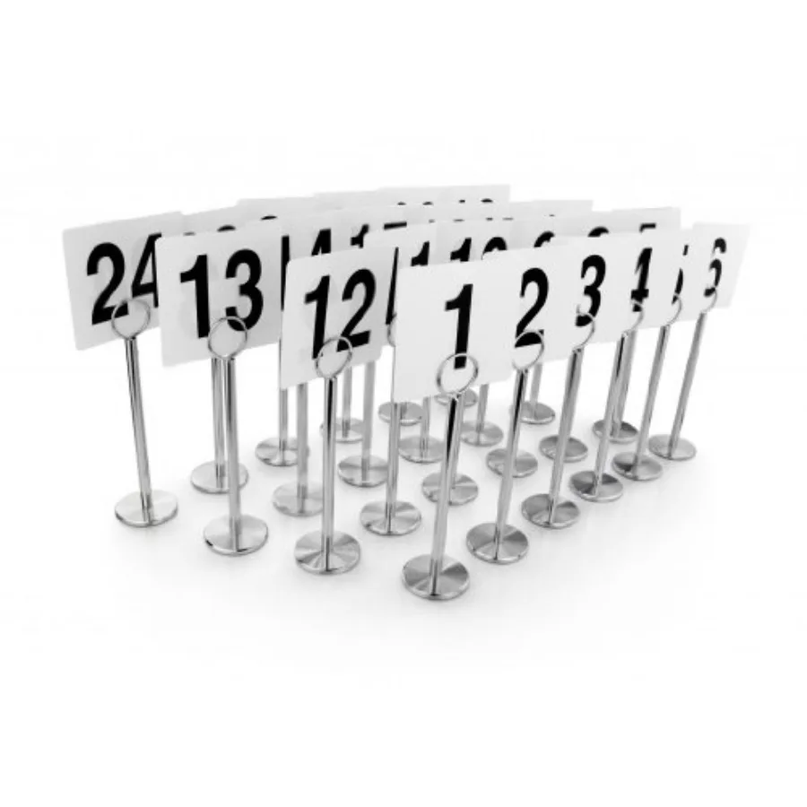 Ring Clip Table Number Card Holders with Number Cards Numbers 1 24 Set of 24 8 Inch Chrome Stand
Ring Clip Table Number Card Holders with Number Cards Numbers 1 24 Set of 24 8 Inch Chrome Stand