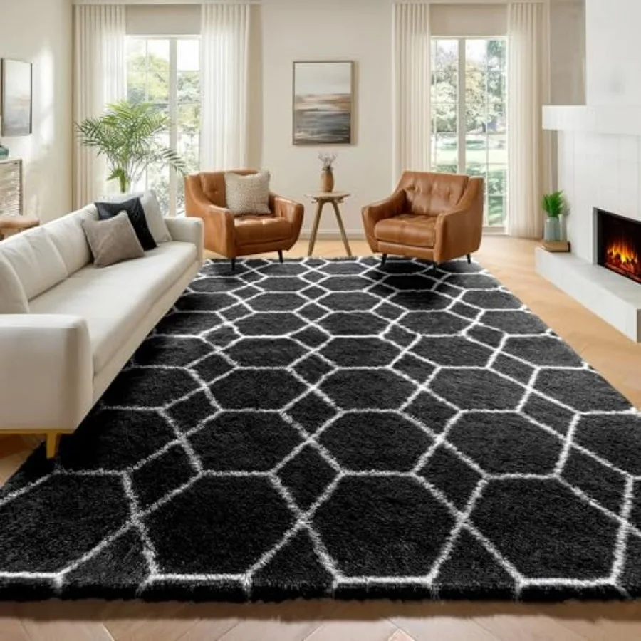 6x9 Area Rugs for Living Room Bedroom: Black and White Geometric Fluffy Shaggy Plush Rug, Soft Aesthetic Floor Carpet for Nurse
6x9 Area Rugs for Living Room Bedroom: Black and White Geometric Fluffy Shaggy Plush Rug, Soft Aesthetic Floor Carpet for Nurse