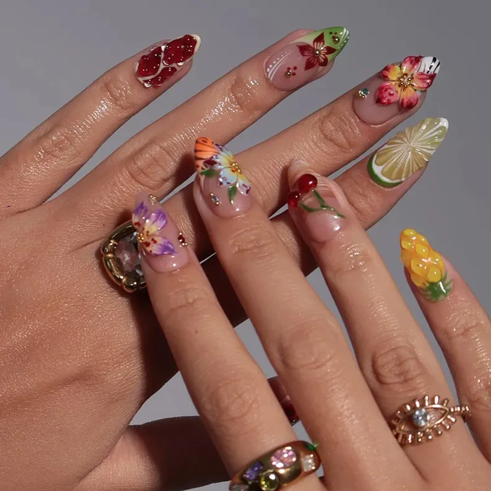 30Pcs French Tip Medium Almond Fake Nails with Y2K Tropical Flower Shell Press on Nails Hibiscus Leopard Print Glossy False Nail
30Pcs French Tip Medium Almond Fake Nails with Y2K Tropical Flower Shell Press on Nails Hibiscus Leopard Print Glossy False Nail