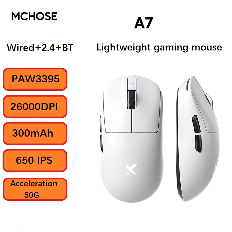 MCHOSE A7 high-order lightweight wireless mouse PAW3395 sensor the third mock examination connection supports video game office
MCHOSE A7 high-order lightweight wireless mouse PAW3395 sensor the third mock examination connection supports video game office