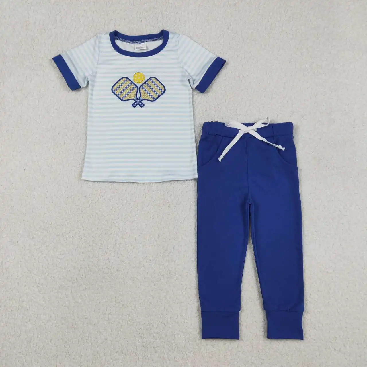 Baby Boys Embroidered Tennis Stripe Top with Pockets Leggings Set Team Sports Clothes Pickleball Theme
Baby Boys Embroidered Tennis Stripe Top with Pockets Leggings Set Team Sports Clothes Pickleball Theme