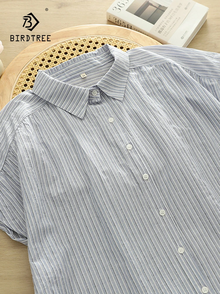 New 2025 Summer Cotton Short Sleeve Shirt, Women Turn-down Collar Striped Print, Mori Girl French Vintage Loose Blouse T54758CC
New 2025 Summer Cotton Short Sleeve Shirt, Women Turn-down Collar Striped Print, Mori Girl French Vintage Loose Blouse T54758CC
