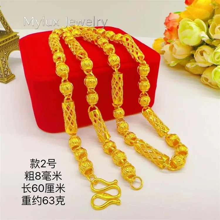 Mylux Jewelry 9999 24K real gold round bead hexagonal square necklace frosted collarbone chain gold full match men's and women's
Mylux Jewelry 9999 24K real gold round bead hexagonal square necklace frosted collarbone chain gold full match men's and women's