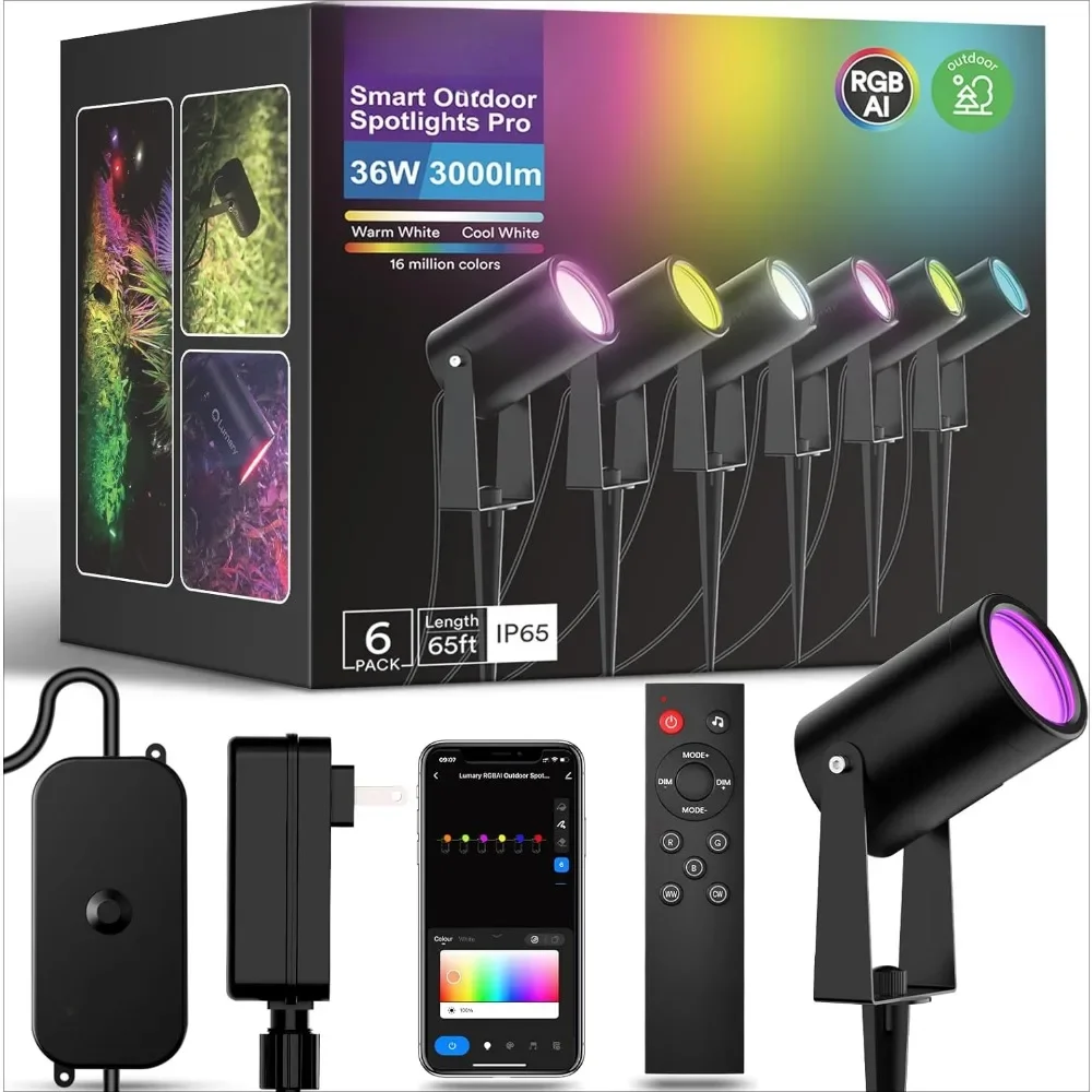 Smart Landscape Lights Pro , 6 Pack Color Changing Landscape Lighting IP65 Waterproof, RGBAIWW Low Voltage Outdoor Spot Lights
Smart Landscape Lights Pro , 6 Pack Color Changing Landscape Lighting IP65 Waterproof, RGBAIWW Low Voltage Outdoor Spot Lights