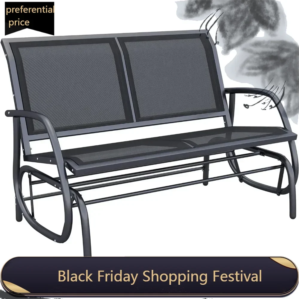 2-Person Outdoor Glider Bench, Patio Double Swing Rocking Chair Loveseat w/Powder Coated Steel Frame for Garden Porch, Black
2-Person Outdoor Glider Bench, Patio Double Swing Rocking Chair Loveseat w/Powder Coated Steel Frame for Garden Porch, Black