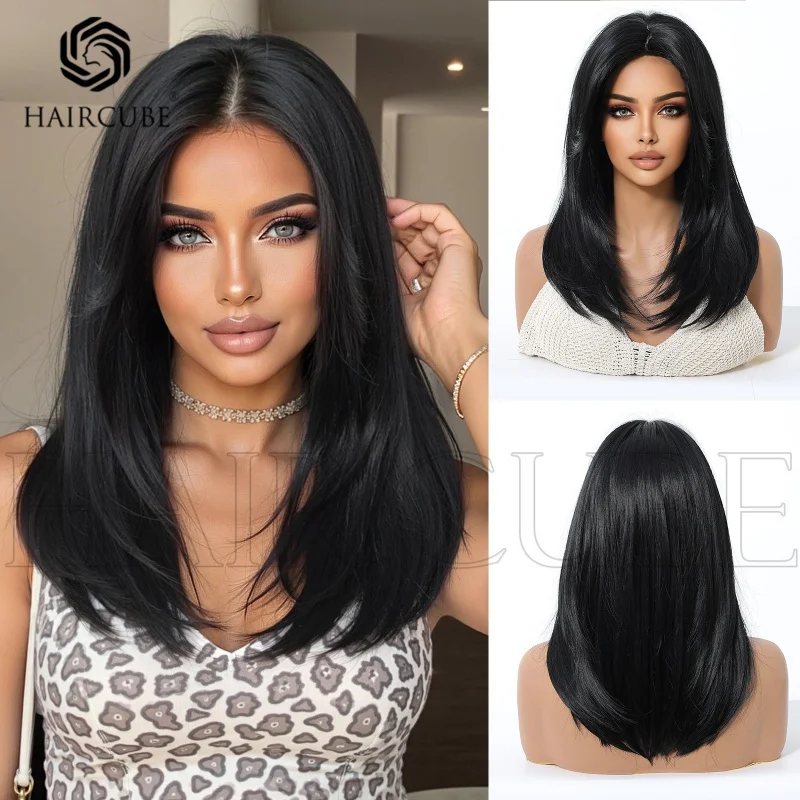 European and American women's - wig, brown with highlights, medium-length straight hair, middle-parted, long, synthe
European and American women's - wig, brown with highlights, medium-length straight hair, middle-parted, long, synthe